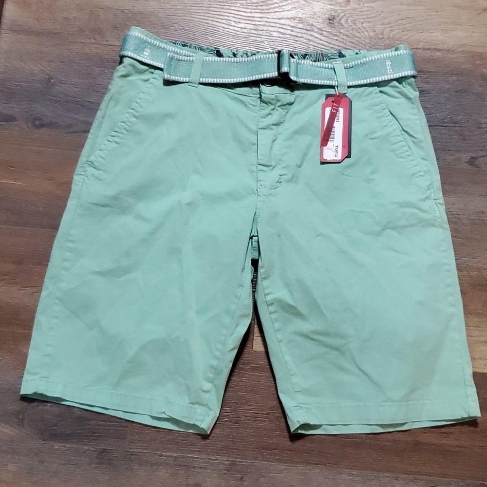 Ditch plains by Ricky Singh mint green cotton belted flat front shorts nwt